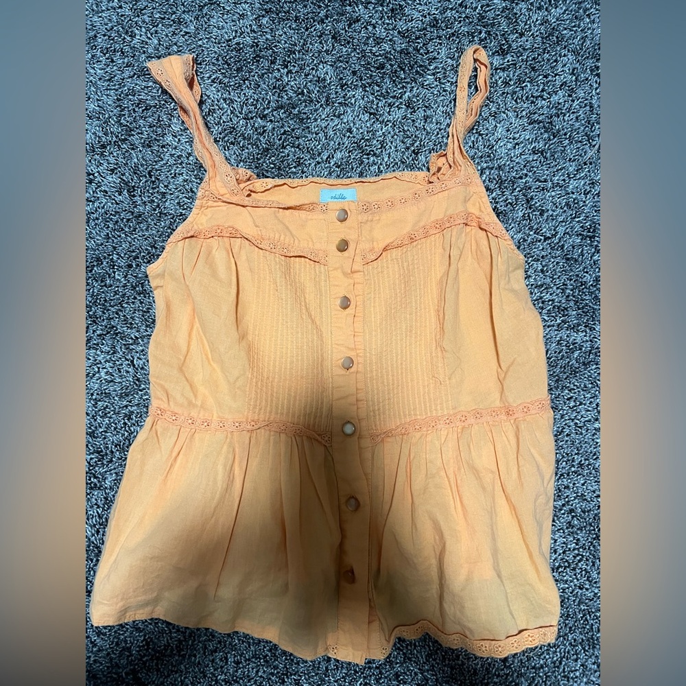 Odille  Anthropologie Peach Button-Down Sleeveless Blouse